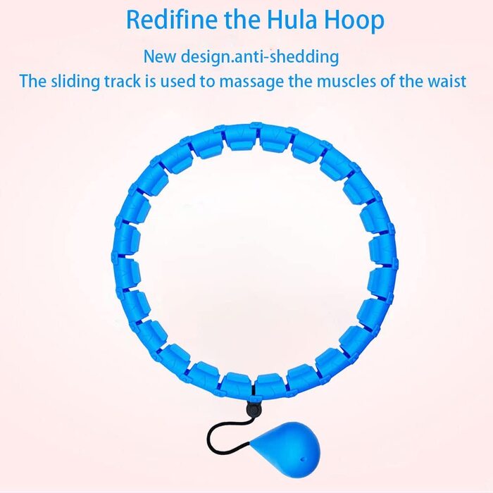 Розумні обручі для дорослих, обручі для схуднення Hullahub з шинами для автоматичного обертання знімний вузол Регульований вага Обруч для автоматичного обертання м'яча з вагою фітнес-синій