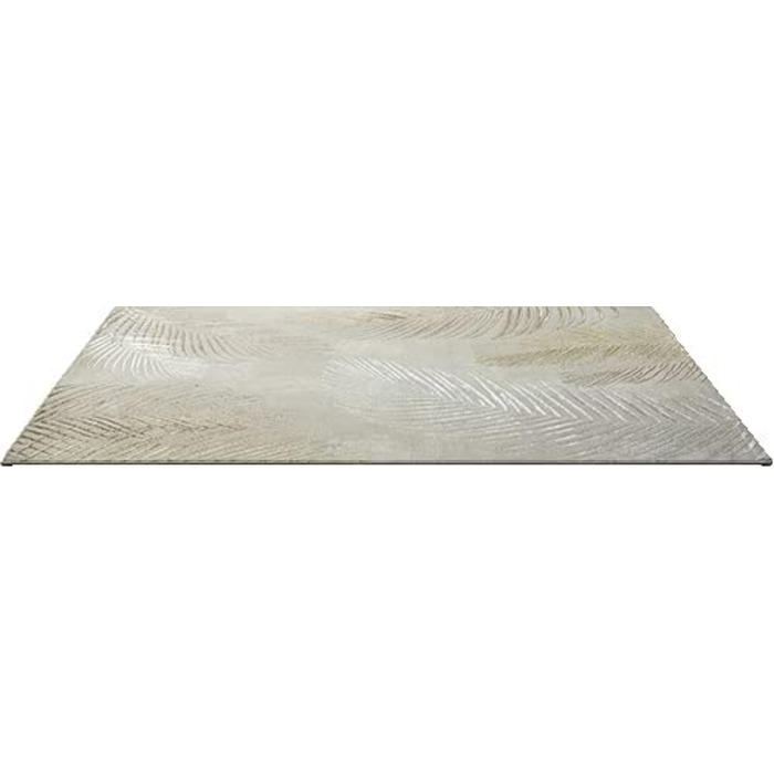 Сучасний килим для вітальні, елегантний блискучий килим з коротким ворсом для вітальні сірого кольору з золотим візерунком з срібних пір'я, килим(80 х 150 см, кремове перо)