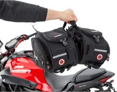 Мотоциклетні сідла QBAG для мотоциклетних сумок Сідельні сумки Мотоциклетні сумки Пара сідлових сумок Багаж для мотоцикла, 22 літри місце для зберігання (2x11 л), дощовик, універсальний майже для кожної моделі, чорний
