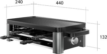Електричний гриль-ракушетка WMF Master Raclette на 8 осіб, 1500 Вт, нержавіюча сталь матова