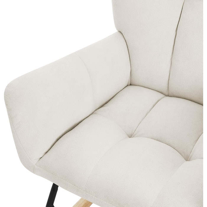 Крісло-гойдалка ML-Design бежевого кольору з оббивкою під фліс, дерев'яні полози, для вітальні, спальні, балкона