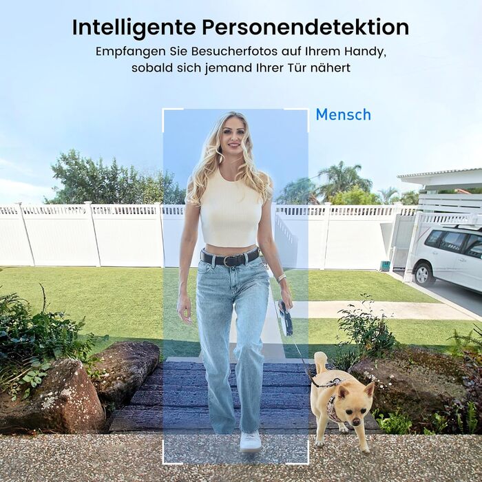 Бездротовий відеодомофон з камерою AOSU 2K HD з PIR-датчиком та детекцією пакунків, сумісний з Alexa