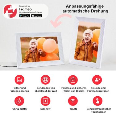 Цифровий фоторамка Frameo 15.6 дюймів, 32 GB, FHD IPS сенсорний екран, Wi-Fi, чорно-білий