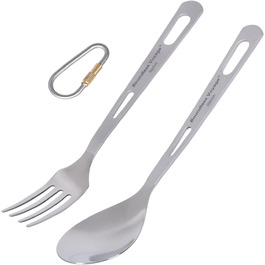Набір похідного посуду iBasingo Titan 3 шт. (вилка, ложка, ніж) з нержавіючої сталі – для кемпінгу, риболовлі, пікніків та грилю