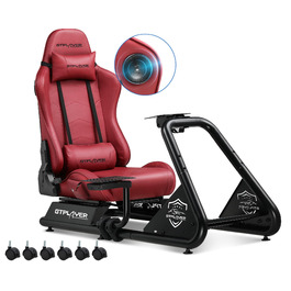 GTPLAYER Симулятор кокпіт для гоночних симуляторів, стійка для керма та педалей (Бордовий)