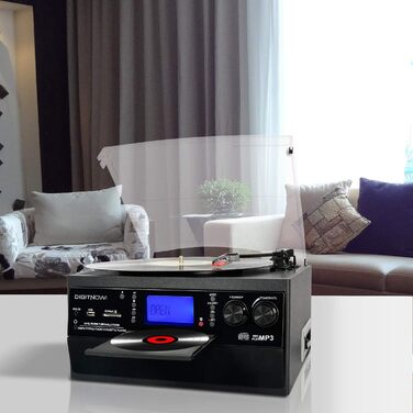 Вініловий програвач з Bluetooth, USB, CD та FM, 3 швидкості, вбудовані динаміки, функція кодування
