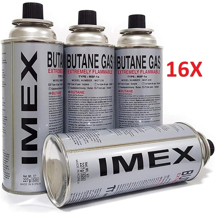 IMEX Camping: Газовий набір для приготування їжі з 16 балончиками в кейсі – ідеальний для кемпінгу, пікніків, барбекю та подорожей на природу