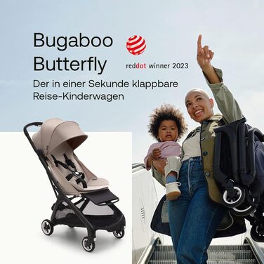Bugaboo Butterfly: ультракомпактна коляска для подорожей, легка та зручна, складається однією рукою, для дітей від 6 місяців, з великим багажником (Desert Taupe)