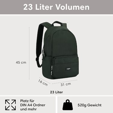 Рюкзак шкільний LARKSON для дівчаток і хлопчиків підлітків - No 3 - Рюкзак жіночий і чоловічий для школи - 16 Відділення для ноутбука - виготовлено з переробленого ПЕТ - водовідштовхувальний (темно-зелений)
