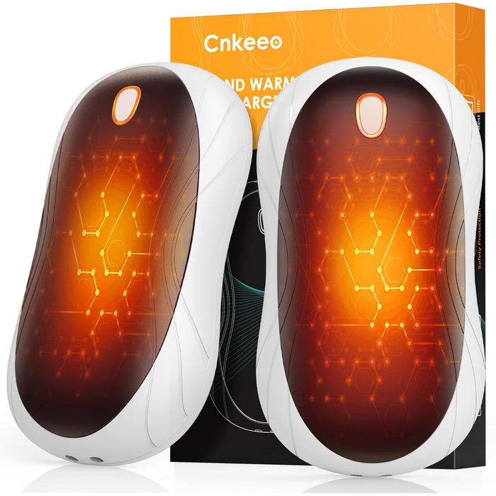 Електричні грілки для рук Cnkeeo 2 шт. з роздільним магнітним з'єднанням, Powerbank USB, 3 режими нагріву, для спорту, риболовлі, полювання, чорно-білі