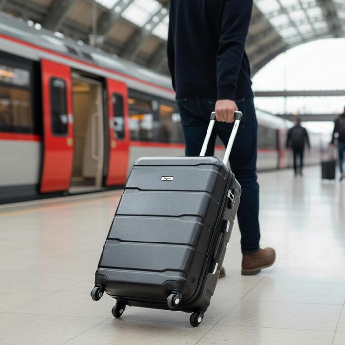 Набір валіз Zelsius 4 шт., чорний | ABS валізи з кодовим замком, 4 колеса та внутрішній роздільник | Набір валіз 4 шт., тріумф, велика валіза, набір багажу, ручна валіза чорна 4 шт.