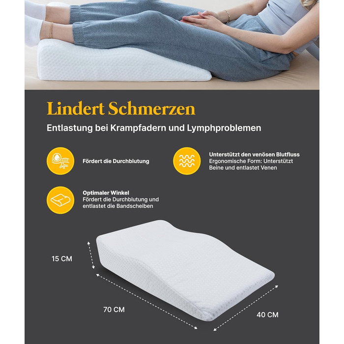 Підніжка для ніг Medicline Venenkissen – ергономічна, для кращого кровообігу, дихаюча, для алергіків, сертифікат Oeko-TEX®, Made in Germany