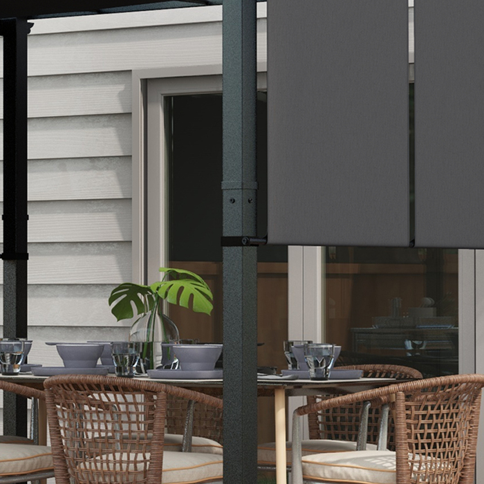 Маркіза для захисту від сонця. Пергола, стійка до погодних умов, з комплектом кріплення, розміром 3 x 3,5 м, темно-сірого кольору.