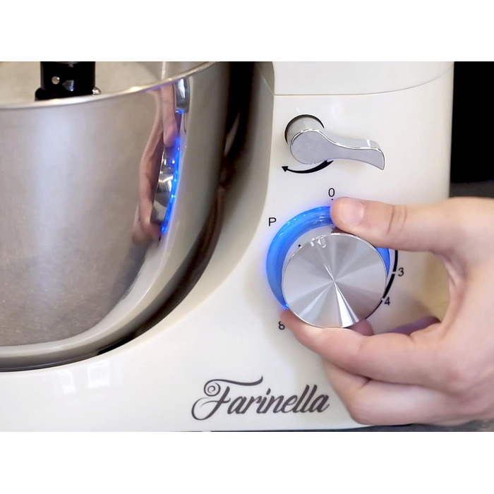 Міксер планетарний BEPER BP.200, 1000 Вт, 4.5 л, нержавіюча сталь, для замішування, подрібнення, приготування тіста, кремового кольору