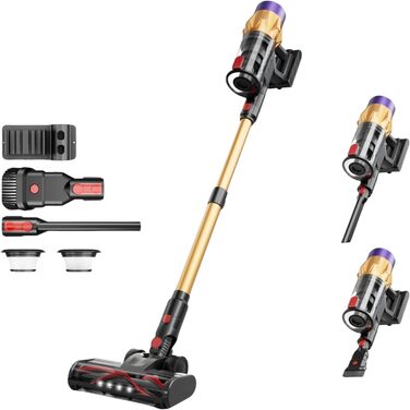 Bergxperten Orizom: Акумуляторний пилосос з автоматичним визначенням пилу, 60 хв роботи, без мішка, для килимів, твердих підлог та шерсті тварин, 550 Вт, оранжевий