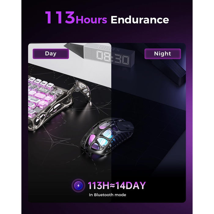 GravaStar Mercury X Pro 49g: Бездротова ігрова миша з PAW 3950 сенсором, 32000 DPI, 8000 Hz, RGB-підсвічування