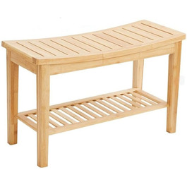 Міцна лавка для ванної кімнати з бамбука - стійка дерев'яна лавка для ванної - практичний табурет/стілець для ванної - Decopatent