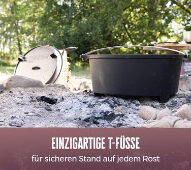 Набір Dutch Oven Grillfürst BBQ Edition DO 9: чавунний котелок з ніжками, 8,5 л (Dutch Oven DO 28) з підйомником кришки та сумкою для зберігання