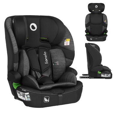 Автокрісло Lionelo Billy i-Size 76-150 см (15 міс - 12 років), ISOFIX, R129, чорно-сіре