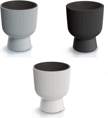 Плантатор для квітів DBMIG, горщик для рослин, циліндричний дизайн, рифлена поверхня, 36,5 см, антрацит, Ø 29,8 см