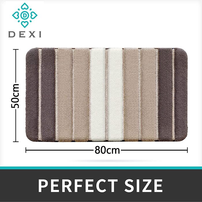 Килимок для ванної DEXI нековзний килимок для ванної Килимок для ванної вбираючий м'який можна прати в пральній машині для ванної кімнати, (50 х 80 см, світло-коричневий)