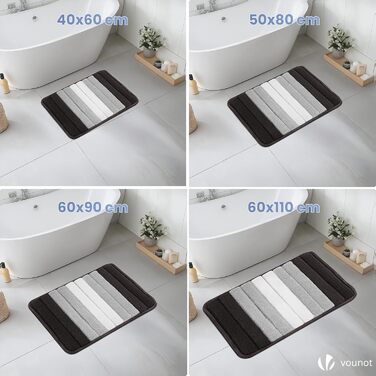Набір килимків для ванної кімнати VOUNOT 2 шт. 60x90 см, рушмат, мікрофібра, швидковисихаючий, машинне прання, з градієнтом кольору сірого