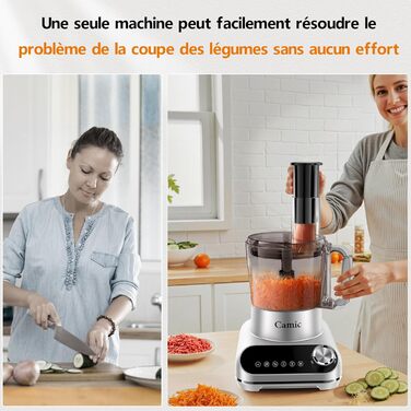 Кухонний комбайн Camic 1500W з мискою 2.5л, 6 програм, подрібнювач, нарізач, міксер – аксесуари, для дому (Silver-up)