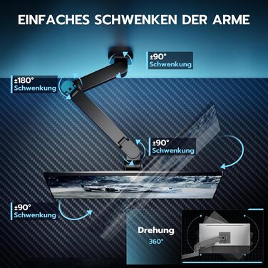 Кріплення для монітора Ares Wing на стіну, 17-49 дюймів, до 20 кг, VESA 75/100, чорний