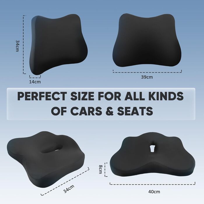 Ортопедична подушка для сидіння та підтримки попереку, ергономічна подушка з піною з пам'яті для інвалідного візка, автокрісла та офісного крісла, для зняття навантаження, полегшення болю, підтримки попереку та стегна при тривалому сидінні