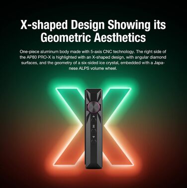 Портативний Hi-Res музичний плеєр AP80 PRO-X з Bluetooth, MQA, двома ESS9219C DAC, підтримкою MQA 8X, LDAC, apt-X, AAC, USB DAC, DSD256, HiBy Link, симетричний вихід