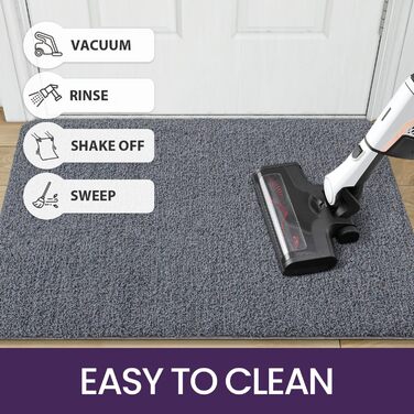 Килимок для дому DEXI 80 x 120 см, антиковзаючий, для прибирання бруду, миється в пральній машині, поглинаючий, для собак, вхідний килимок, для порогу та коридору (60 x 180 см, сіро-блакитний)