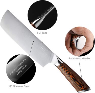 Японський ніж Nakiri 7 дюймів: професійний кухонний ніж для овочів з нержавіючої сталі з високим вмістом вуглецю