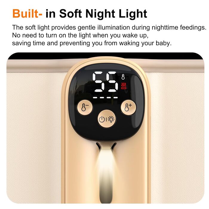 Підігрівач молока бездротовий з LED дисплеєм температури, 8000mAh, для дитячих пляшечок, в подорожах, 6 режимів, швидкий нагрів, USB-C зарядка, ізоляційний чохол для материнського молока, блакитний (жовтий)