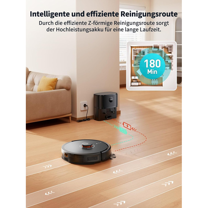 Робот-пилосос Airzeen Q10 Pro S з вологою, 8000Pa, LiDAR, APP, Alexa, для дому, килимів, шерсті тварин, чорний