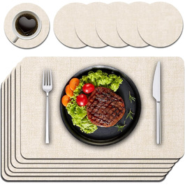 Набори підставки під тарілки Purejoy Platzsets, 6 шт., сірі, миючі, неслизькі, термостійкі, з PU шкіри, для дому, кухні, обіднього столу, 43x30 см