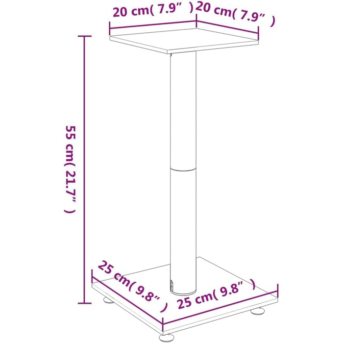 Стійка для динаміків vidaXL 2 шт., Стійка для динаміка з 1 колонкою, нековзні ніжки, срібло із загартованого скла