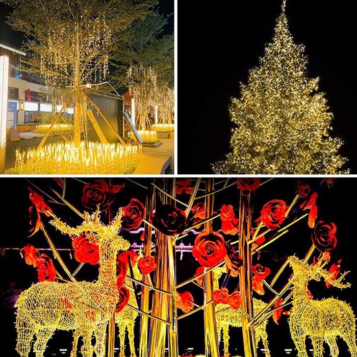 Гірлянда святкова 100м, вологостійка, для дому та саду, з пультом, 8 режимів, тепле світло (біла)