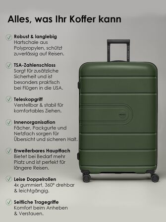 Набір валіз REDOLZ Hartschalen 3-х частинний | Розширювані, з TSA-замком, Olive Kofferset