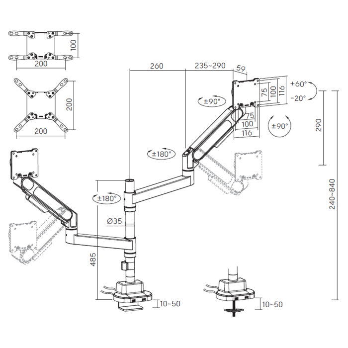 Настільне кріплення для монітора OfficePro MAH752B