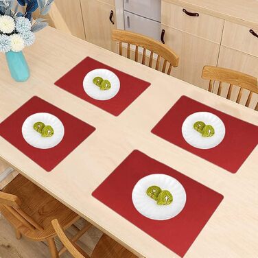 Силіконові підставки під тарілки, овальні, набір 4 шт., неслизькі, водонепроникні, термостійкі, для тераси (бордовий)