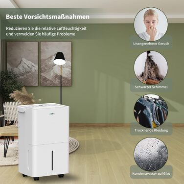 Електричний осушувач повітря Uhome 12L - 54м³, автоматичне вимкнення, сенсор вологості, режим сушіння, фільтр з активованим вугіллям