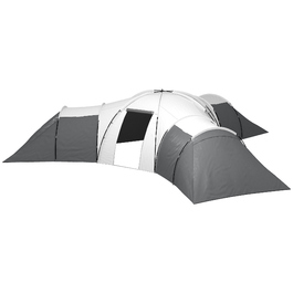 Кемпінговий намет Outsunny Tunnel Tent на 6-9 осіб з 3 спальнями, вітальнею та верандою, водяний стовп 2000 мм, сірий