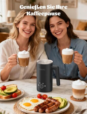 Електричний спінювач молока YISSVIC 4-в-1: автоматичний, 500W, антипригарне покриття, для капучіно, лате, макіато