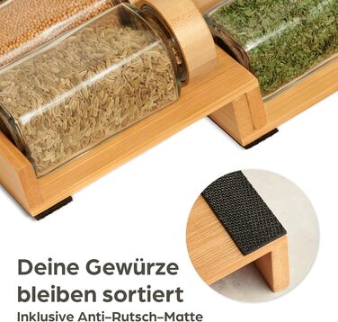 Набір контейнерів для спецій Praknu з бамбуковими кришками (24 шт.) - Організатор спецій з дозатором, 120 мл, з етикетками, щіткою та дерев'яною ложкою (12 шт. з полицею)