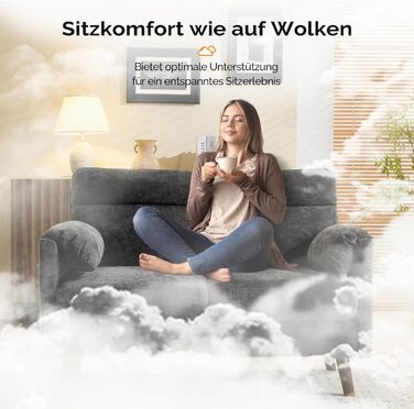 Диван Bonnlo 2-місний, компактний, 125 см, тканинний, сірий. Для офісу, вітальні, спальні, кабінету. Легка збірка, льон.