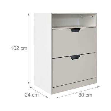 Взуттєва шафа Relaxdays з відкидною дверцями та відкритою полицею