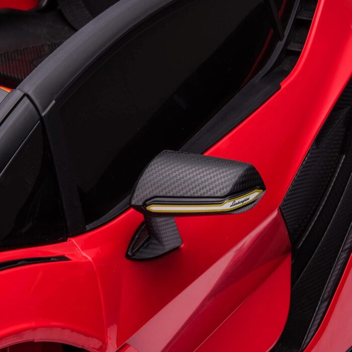 Електромобіль Lamborghini SIAN HOMCOM 12V для дітей, з пультом, музикою (MP3/USB), світлом, металевий, червоний, 108x62x40 см, для дітей 37-60 місяців