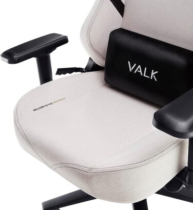 Крісло геймерське VALK Freya з підлокітниками 4D, регулюванням спинки 160°, м'яким сидінням з Memory Foam та міцною алюмінієвою основою (білий перламутр, тканина)