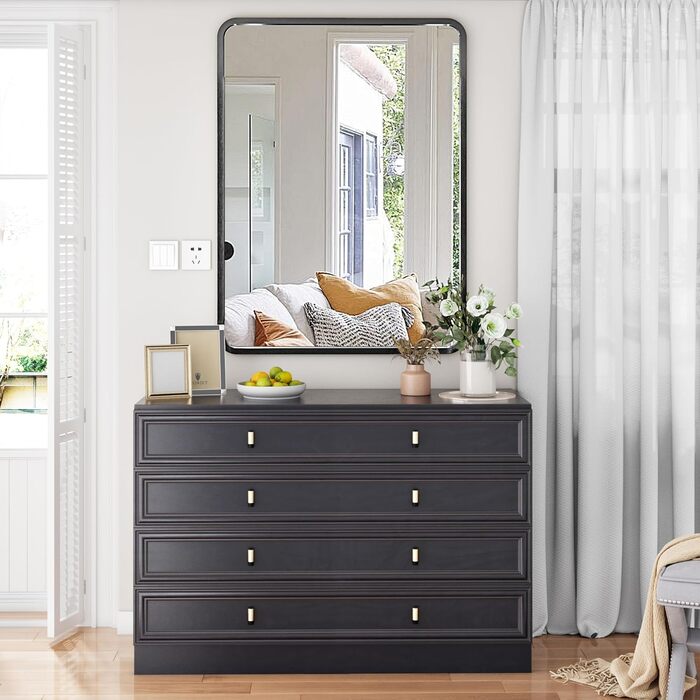 Дзеркало на стіну 60x90 см, чорне - для ванної кімнати, вітальні, спальні, прихожої