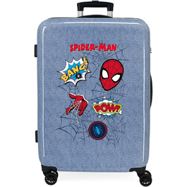 Джинсовий чохол Marvel Spiderman, середній, синій, 48 x 68 x 26 см, жорсткий, ABS, застібка TSA, 70 л, 3 кг, 4 колеса середній чохол